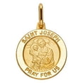 thumbnail image 1 of Wellingsale 14K Yellow Gold Polished Religious Saint Joseph Medallion "Saint Joseph Pray For Us" Charm Pendant, 1 of 4