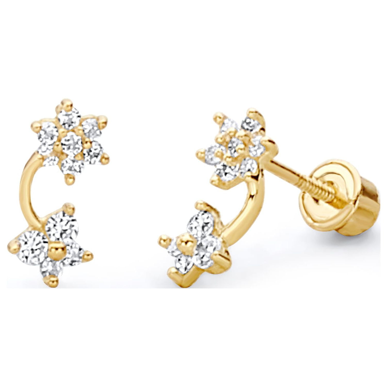 Wellingsale 14K Yellow Gold Polished Stud Earrings With Screw Back