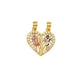 thumbnail image 1 of Wellingsale 14k 3 Tri Color White Yellow and Rose Gold CZ Cubic Zirconia Guadalupe, Cross Religious Pendant (Size : 15 x 19 mm), 1 of 3