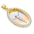 thumbnail image 1 of Wellingsale 14k 3 Tri Color White Yellow and Rose Gold Jesus Medal Pendant (Size : 30 x 15 mm), 1 of 4