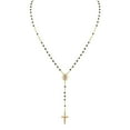 thumbnail image 1 of Wellingsale 14k 3 Tri Color White Yellow and Rose Gold Polished Gem Stone Rosario / Rosary Necklace - 18", 1 of 5