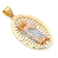 thumbnail image 1 of Wellingsale 14k 3 Tri Color White Yellow and Rose Gold San Judas Pendant (Size : 34 x 17 mm), 1 of 4