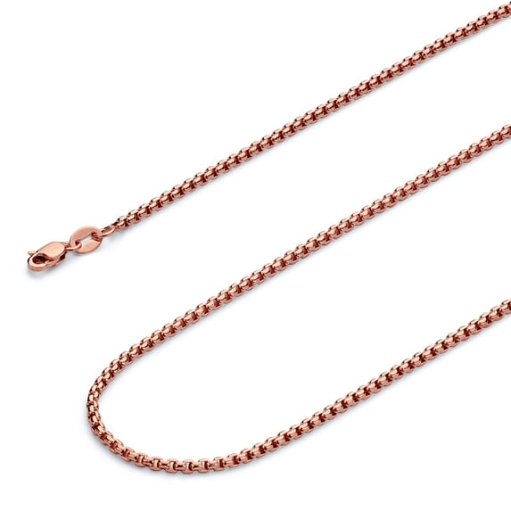 Wellingsale 14k Rose Gold Polished 1.5mm HOLLOW Half Round Box Chain Necklace - 22"