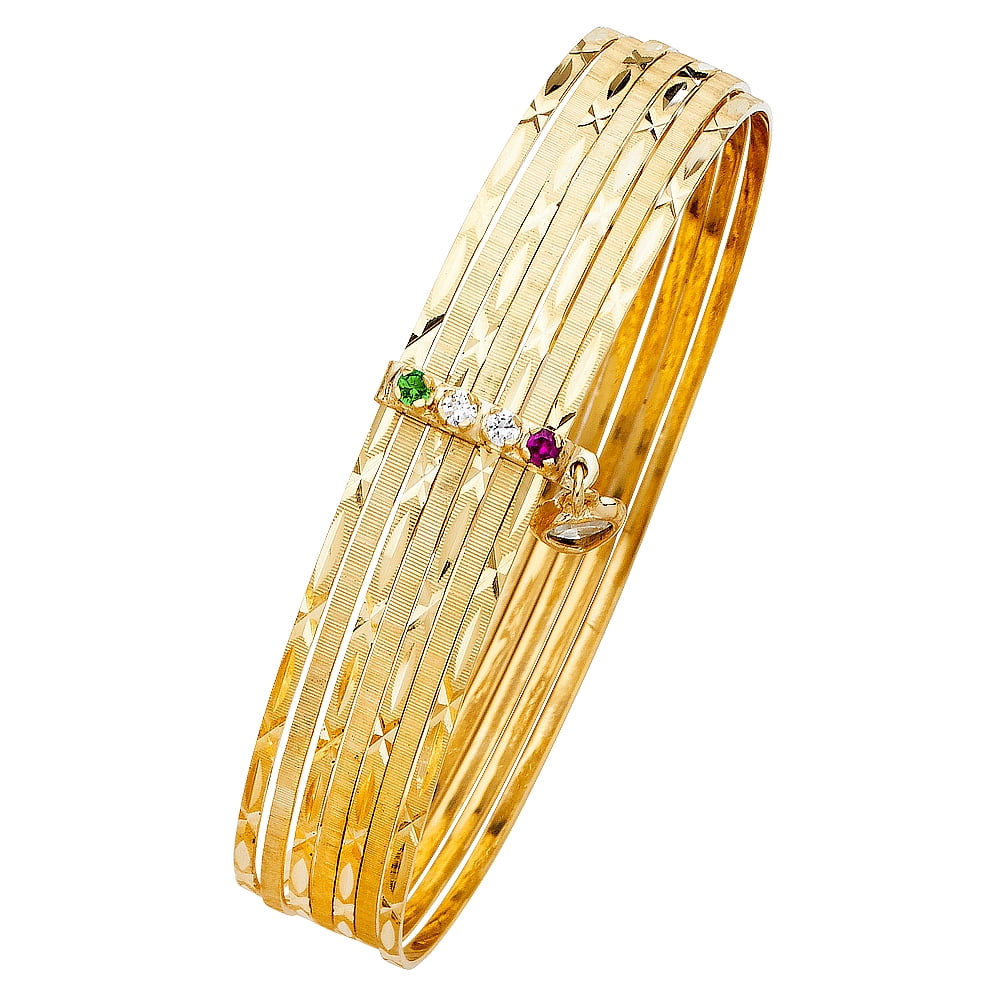 Wellingsale 14k Solid Yellow Gold CZ Cubic Zirconia Seven 7 Day Diamond ...