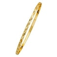thumbnail image 1 of Wellingsale 14k Solid Yellow Gold Slip On Diamond Cut Stacking Bangle Bracelet, 1 of 3