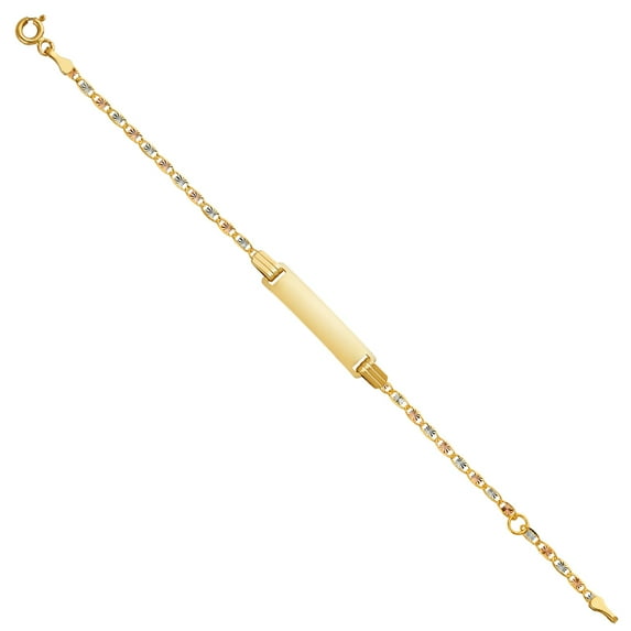 Wellingsale 14k Tri 3 Color Gold Polished 2.5mm ID Valentino Bracelet with Spring Ring Clasp - 5+1"
