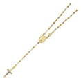 thumbnail image 1 of Wellingsale 14k Tri 3 Color Gold Polished 3mm Rosary Necklace - 18", 1 of 4