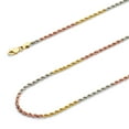 thumbnail image 1 of Wellingsale 14k Tri 3 Color Gold Polished Solid 1.5mm Solid Rope Diamond Cut Chain Necklace - 22", 1 of 6