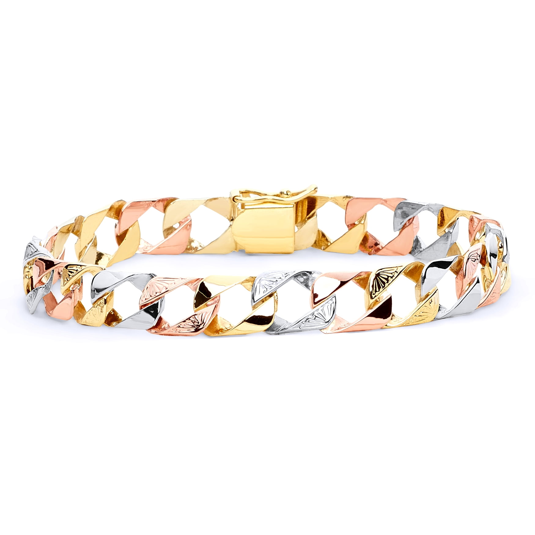9ct 3-Colour Gold 3-Strand Forzantina Chain Bracelet