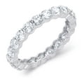 thumbnail image 1 of Wellingsale 14k White Gold Polished CZ Cubic Zirconia Classic Prong Set Eternity Wedding Ring Band, 1 of 3