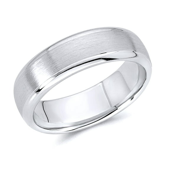 Wellingsale 14k White Gold Polished Satin 6MM Rounded Edge Comfort Fit Wedding Band Ring - Size 12