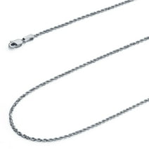 Wellingsale 14k White Gold Polished Solid 2mm Diamond Cut Solid Rope Chain Necklace with Lobster Claw Clasp - 20"