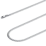 Wellingsale 14k White Gold Polished Solid 3mm Cuban Concaved Curb Chain Necklace - 20"