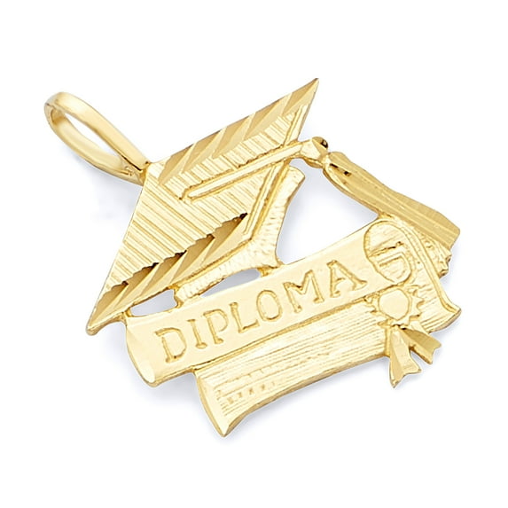Wellingsale 14k Yellow Gold Graduation Pendant (Size: 18 x 13 mm)