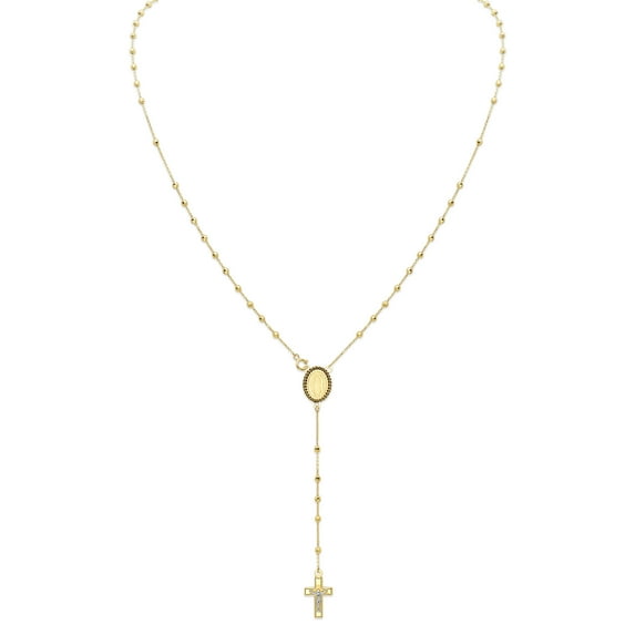 Wellingsale 14k Yellow Gold Polished 2.5mm Rosary Necklace - 20"