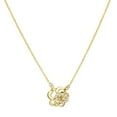 thumbnail image 1 of Wellingsale 14k Yellow Gold Polished CZ Cubic Zirconia Flower Pendant Necklace - 17", 1 of 5