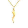 thumbnail image 1 of Wellingsale 14k Yellow Gold Polished Cornicello Italian Horn Charm Pendant with 1.2mm Side Diamond Cut Cable Chain Necklace - 16", 1 of 4