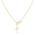 thumbnail image 1 of Wellingsale 14k Yellow Gold Polished Cross + Infinity Light Neckalce - 19", 1 of 5