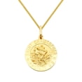 thumbnail image 1 of Wellingsale 14k Yellow Gold Polished Religious Saint Christopher Medal Charm Pendant with 0.9mm Braided Wheat Chain Necklace - 22", 1 of 3