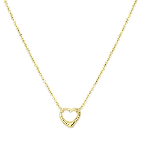Wellingsale 14k Yellow Gold Polished Single Floating Heart Pendant Necklace - 17"