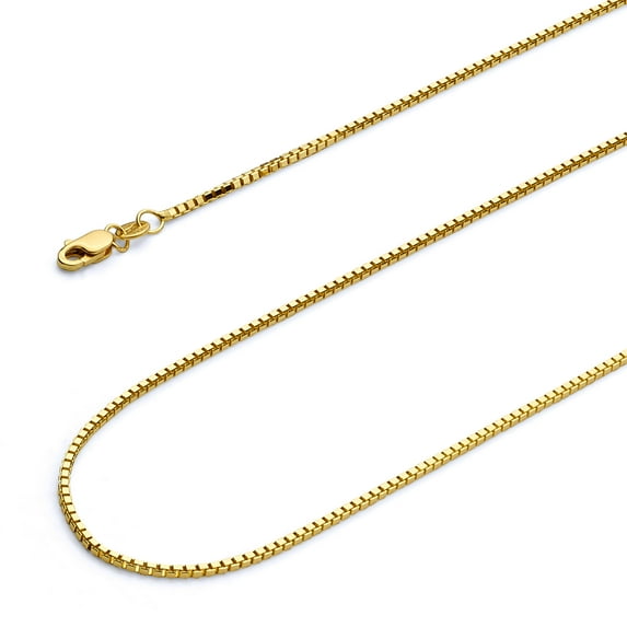 Wellingsale 14k Yellow Gold Polished Solid 1.2mm Box Chain Necklace - 24"