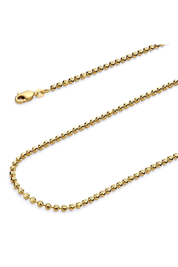 14k Yellow Gold Polished Solid 1.5mm Moon Cut Ball Chain Necklace - 20"