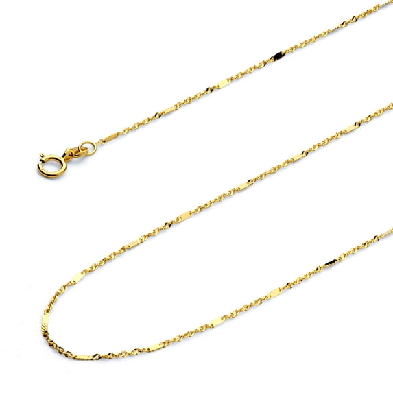 Wellingsale 14k Yellow Gold Polished Solid 1mm Singapore Chain Necklace - 20"