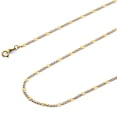 thumbnail image 1 of Wellingsale 14k Yellow Gold Polished Solid 2.5mm Stamp Figaro 3+1 White Pave Diamond Cut Diamond Cut Chain Necklace - 22", 1 of 6