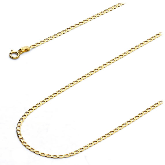 Wellingsale 14k Yellow Gold Polished Solid 2mm Figaro 1/1 Open Chain Necklace - 16"