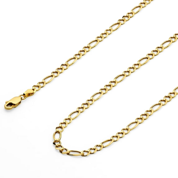 Wellingsale 14k Yellow Gold Polished Solid 5.5mm Figaro 3+1 Open Chain Necklace - 24"