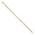 thumbnail image 1 of Wellingsale 14k Yellow Gold Polished White Pave 4mm ID Concave Curb Bracelet with Lobster Claw Clasp - 7.5", 1 of 4