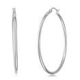 thumbnail image 1 of Wellingsale 2mm 925 Sterling Silver Hinged Polished Hoop Earrings - 45mm Diameter, 1 of 7