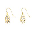 thumbnail image 1 of Wellingsale Ladies 14k Two 2 Tone White and Yellow Gold Polished Fancy Dangle Hanging Earrings (27 x 15 mm), 1 of 3