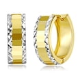 thumbnail image 1 of Wellingsale Ladies 14k Two Tone Gold Polished 5mm Hoop Huggies Earrings (15 x 15 mm), 1 of 7