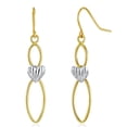 thumbnail image 1 of Wellingsale Ladies 14k Two Tone Gold Polished Heart Drop Earrings, 1 of 7