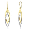 thumbnail image 1 of Wellingsale Ladies 14k Two Tone White and Yellow Gold Polished Fancy Dangle Hanging Drop Earrings (12 X 45mm), 1 of 7