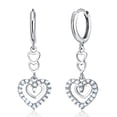 thumbnail image 1 of Wellingsale Ladies 14k White Gold Polished CZ Heart Drop Earrings, 1 of 7