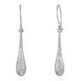 thumbnail image 1 of Wellingsale Ladies 14k White Gold Polished Diamond Cut Fancy Dangle Hanging Drop Earrings (5 x 30mm), 1 of 7