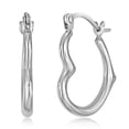 thumbnail image 1 of Wellingsale Ladies 14k White Gold Polished Heart Shaped Hoop Earrings (13 x 15mm), 1 of 7