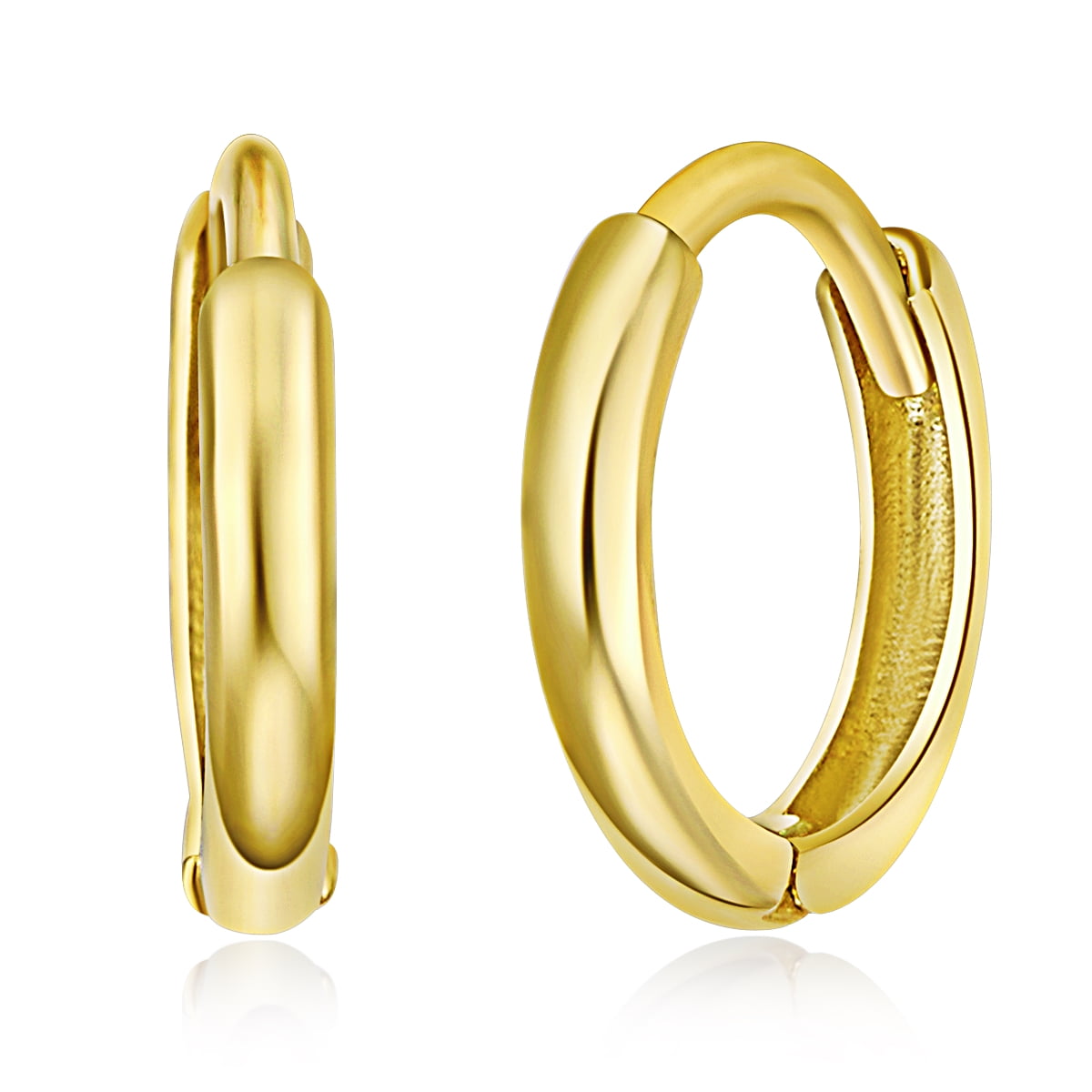 Wellingsale Ladies 14k Yellow Gold Polished 1.5mm Huggies Earrings (8 x 8 mm)