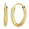 thumbnail image 1 of Wellingsale Ladies 14k Yellow Gold Polished 2mm Endless Classic Hoop Earrings (15 x 15 mm), 1 of 1