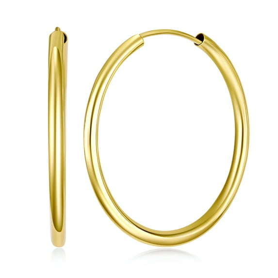 Wellingsale Ladies 14k Yellow Gold Polished 2mm Endless Classic Hoop Earrings (30 x 30 mm)
