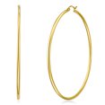 thumbnail image 1 of Wellingsale Ladies 14k Yellow Gold Polished 2mm Hinged Classic Hoop Earrings (65 x 65 mm), 1 of 1