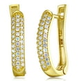 thumbnail image 1 of Wellingsale Ladies 14k Yellow Gold Polished 4mm CZ Huggies Hoop Earrings, 1 of 7