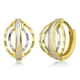 thumbnail image 1 of Wellingsale Ladies 14k Yellow Gold Polished 9mm Hoop Huggies Earrings (12 x 12 mm), 1 of 7