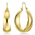 thumbnail image 1 of Wellingsale Ladies 14k Yellow Gold Polished Bangle Hoop Earrings (30mm Diameter), 1 of 7