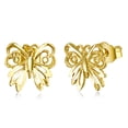thumbnail image 1 of Wellingsale Ladies 14k Yellow Gold Polished Butterfly Stud Earrings (9 X 8mm), 1 of 7