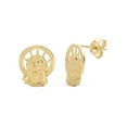 thumbnail image 1 of Wellingsale Ladies 14k Yellow Gold Polished Jesus Earrings with Push Back (12 x 10 mm), 1 of 3