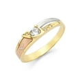 thumbnail image 1 of Wellingsale Ladies Solid 14k 3 Tri Color White Yellow and Rose / Pink Gold Polished Diamond Cut CZ Cubic Zirconia Wedding Ring Band - Size 5, 1 of 3