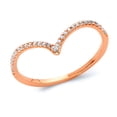thumbnail image 1 of Wellingsale Ladies Solid 14k Rose / Pink Gold Polished CZ Cubic Zirconia Right Hand Ring Band - Size 8.5, 1 of 5
